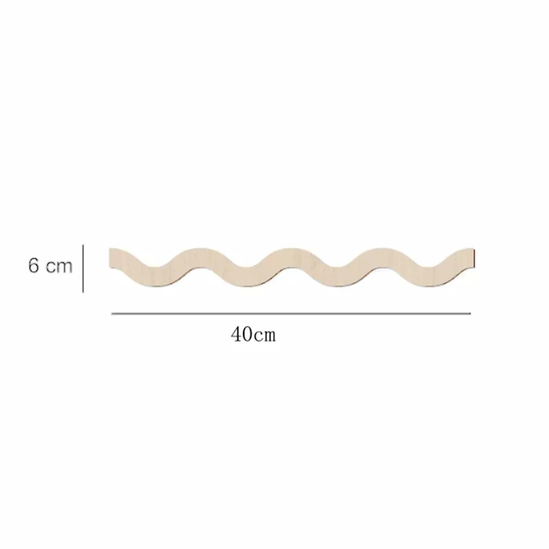 12pcs Ready to Paint Wooden Wall Frieze in the Shape of Waves, Wavy Border Wooden Cornice Shaped Wall Moulding Wood