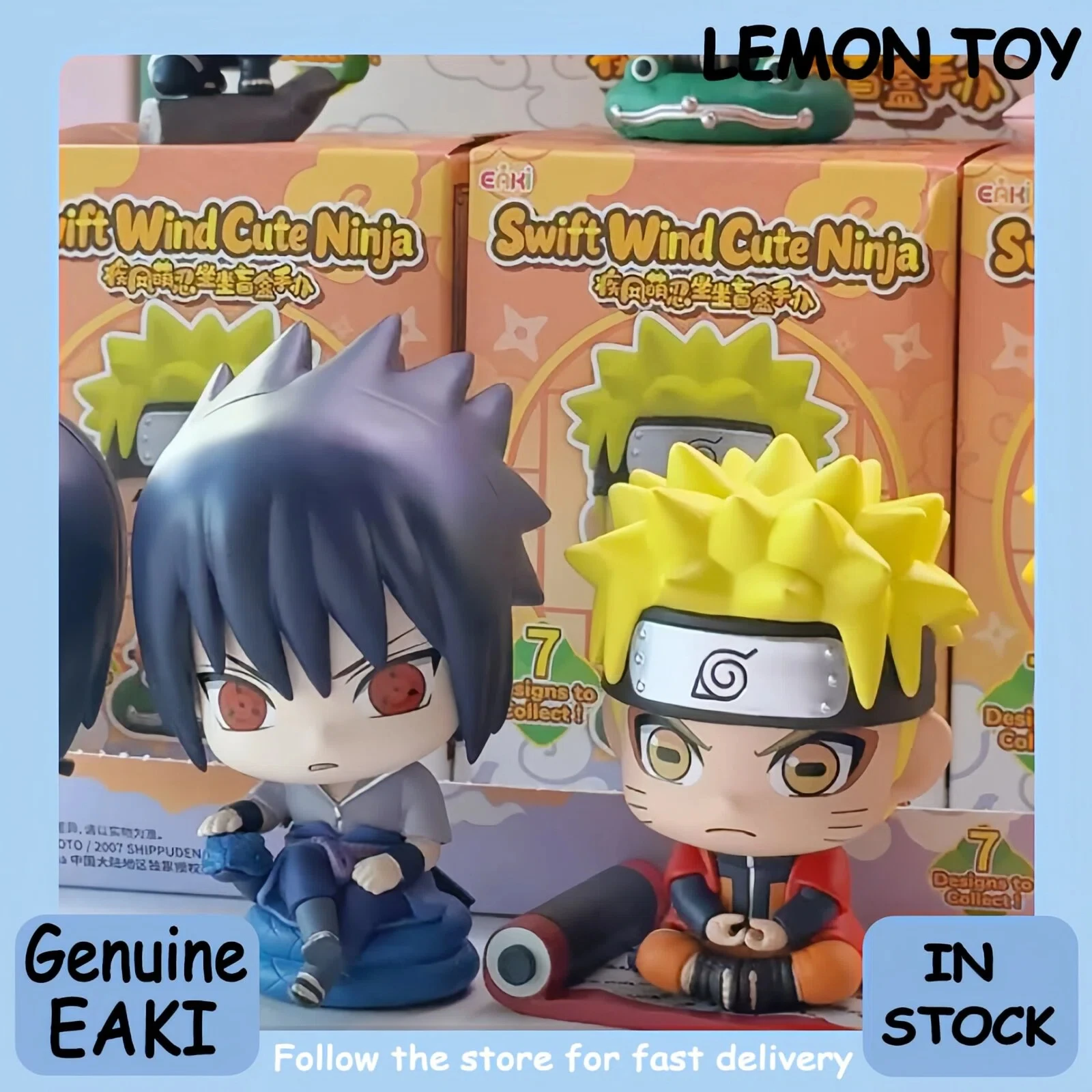 EAKI Naruto Shippuden Schneller Wind Niedliche Ninja-Serie Blindbox Sitzende Figur Niedliche Sammlerfigur Desktop-Ornament Modischer Trend Geschenk