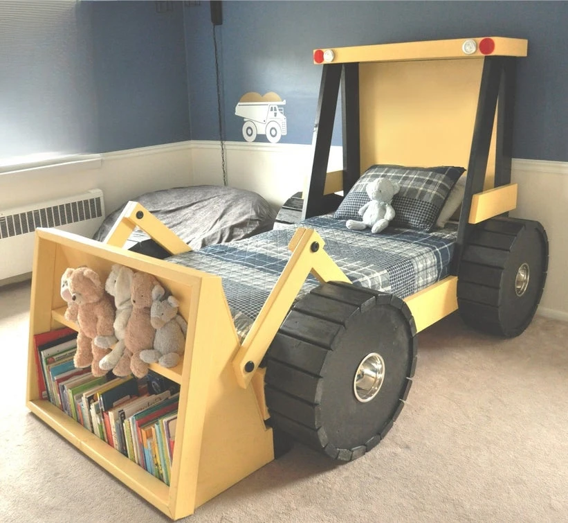 Cartoon car bed, excavator shaped