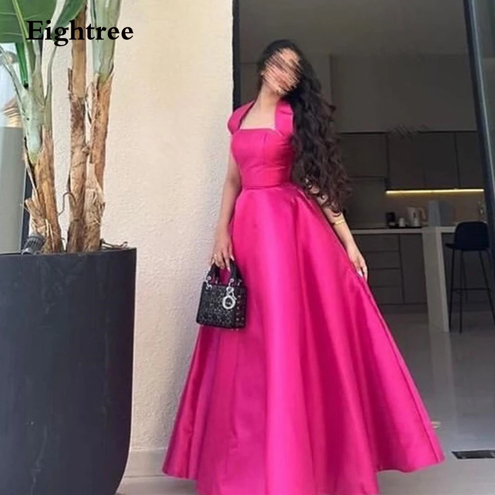 

Eightree Fuchsia Vintage Prom Dresses Stain Halter Neck Long A Line Evening Dress Robes De Soirée Abendkleider Dubai 2023