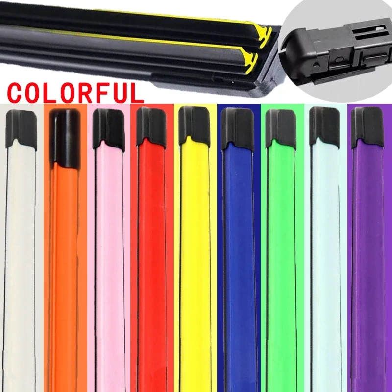 Colorful Car Windshield Wiper Blades Soft Double Layer Rubber Frameless Bracketless 16