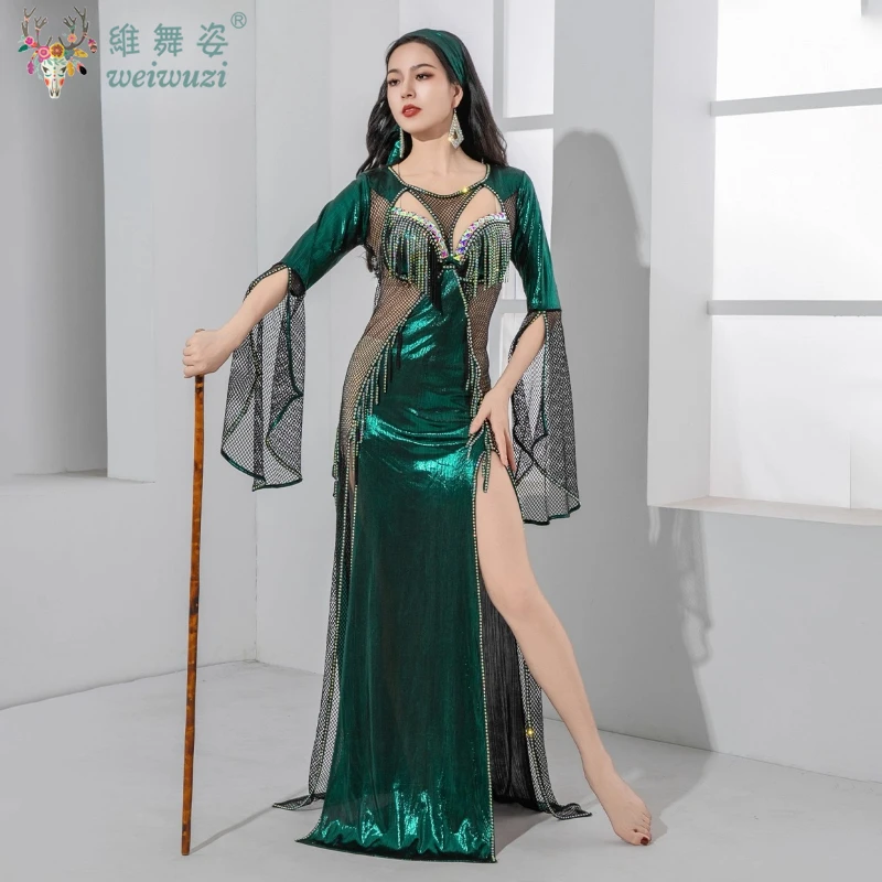 우아한 밝은 다이아몬드 로브 여성용 발라디 사이디 벨리댄스 공연 대회 드레스 동양 의상 댄스 복장