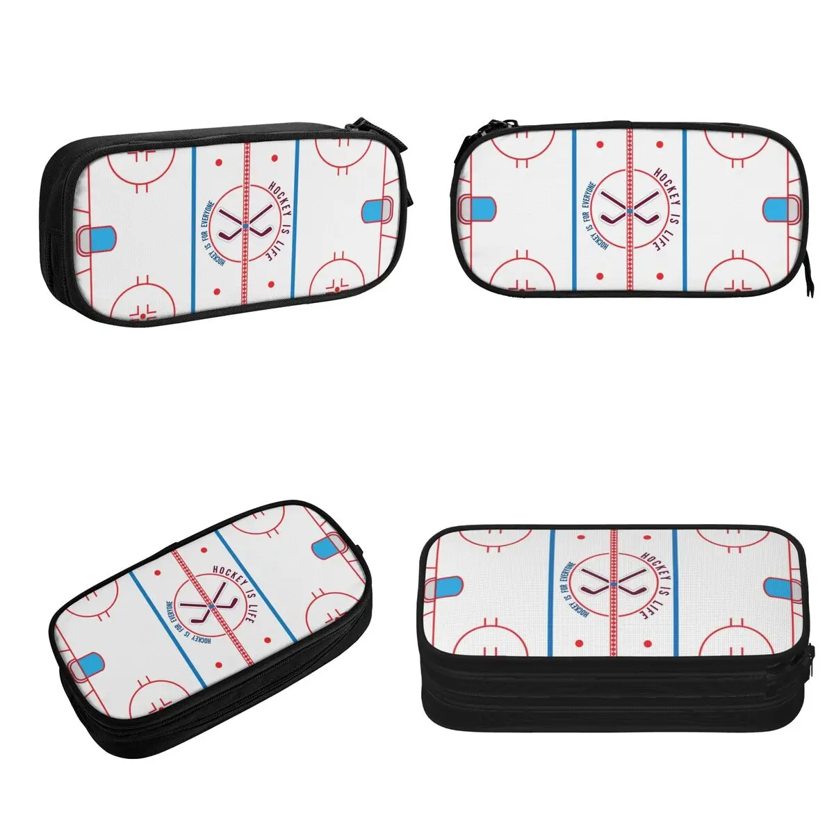 Hockey Is Life Rink Pencil Cases Large Storage Pen Bags Pen Box Pencil Pouch For Boys Girls Students Stationery School Office