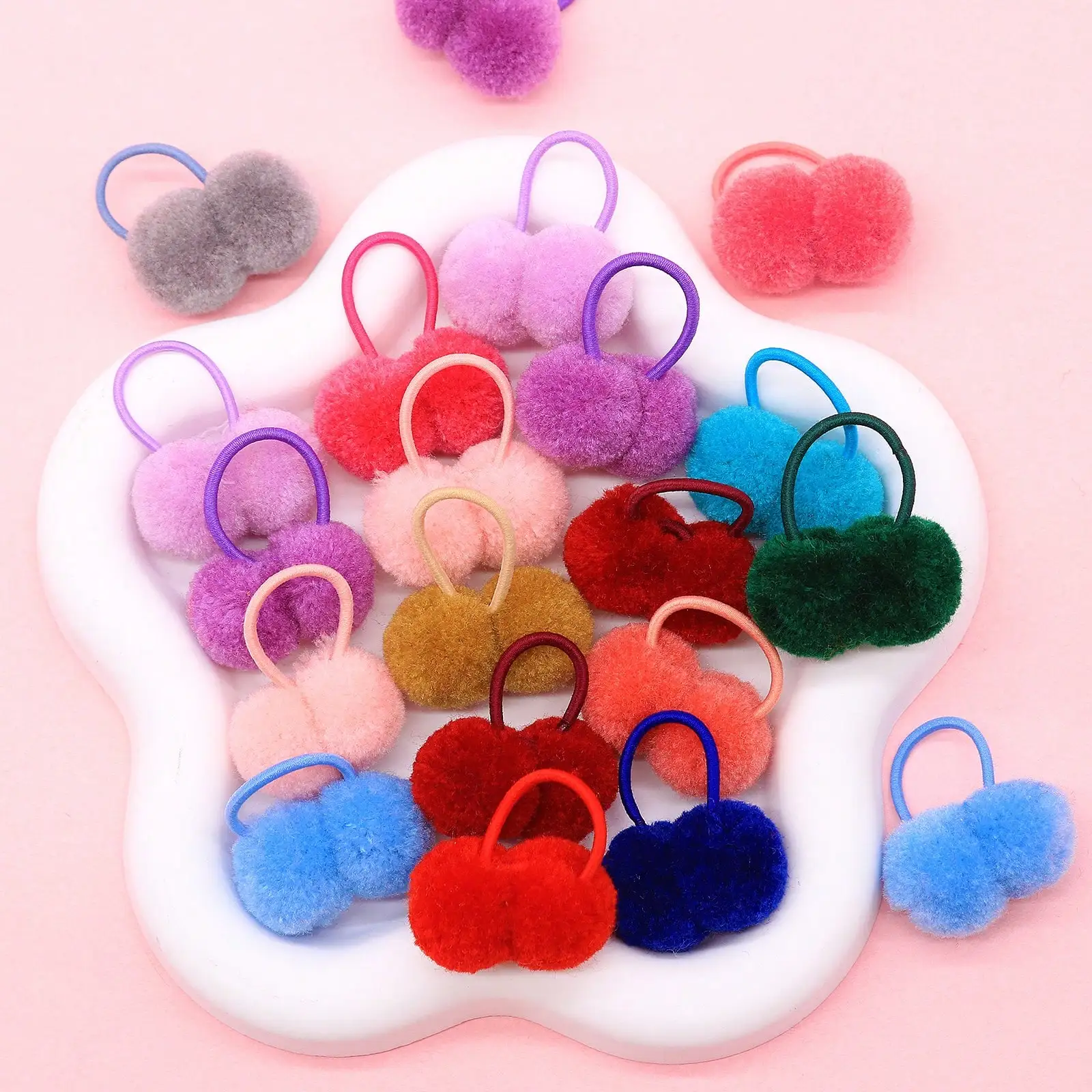 

10pcs Cute Pom Pom Hair Scrunchies Elastic Hair Bands For Adults Multi Color