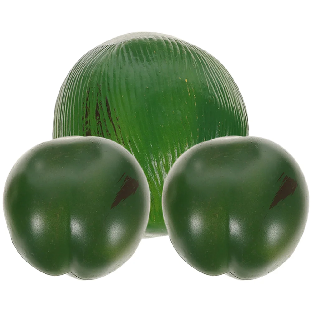 

3 Pcs Artificial Coconuts Decoration Faux Fruits Hawaiian Party Tropical Theme Accessories Simulation Fruit Props Green Color