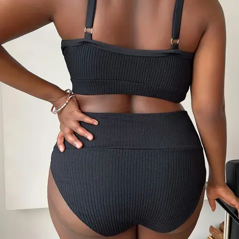 2 pièces ensemble été femmes maillot de bain grande taille gros seins Bikini ensemble Sexy Bikinis taille haute maillots de bain brésilien maillot de bain