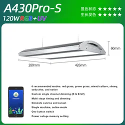 WEEK AQUA Aquatic Fish Tank Light APP Timing Dimming LED, Black and White Freshwater Headlight Panel, A430 PRO, 120W