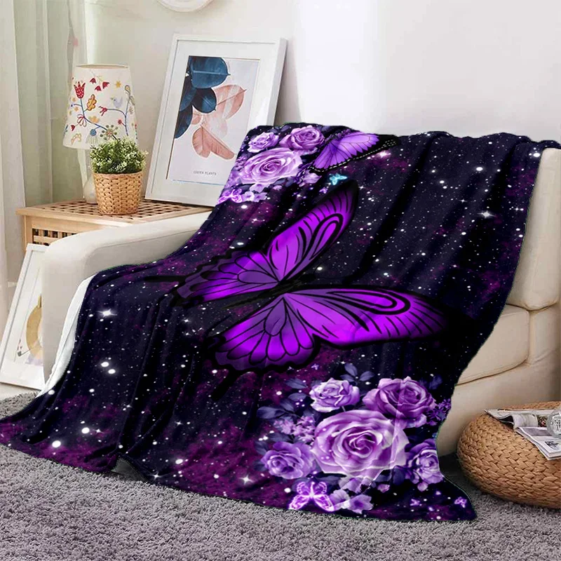 

Плед VIKAMA Starry Purple Butterfly Rose, мягкий плед в скандинавском стиле для гостиной, спальни, декора для сна