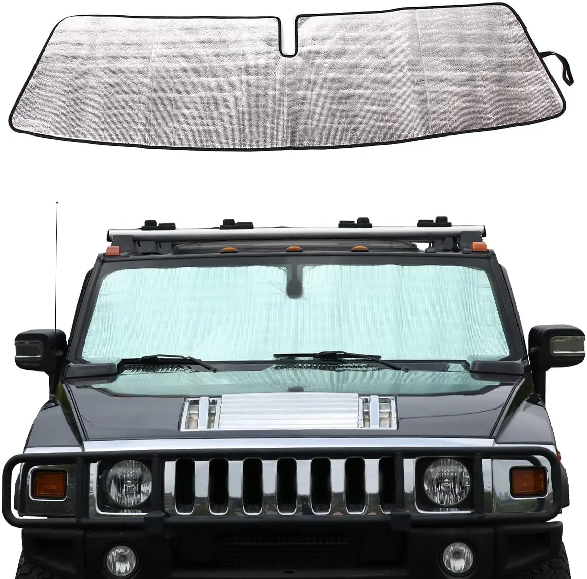 

Windshield Sunshade Foldable Reflective Sun Visor Compatible with Hummer H2 2003-2007, Auto Interior Sun Protection Visors, Keep