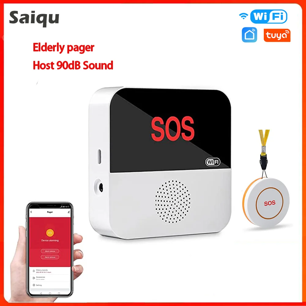 

Wireless WiFi Elderly Caregiver Pager SOS Call Button for Seniors Patients Elderly At Home Emergency SOS Medical Alert System