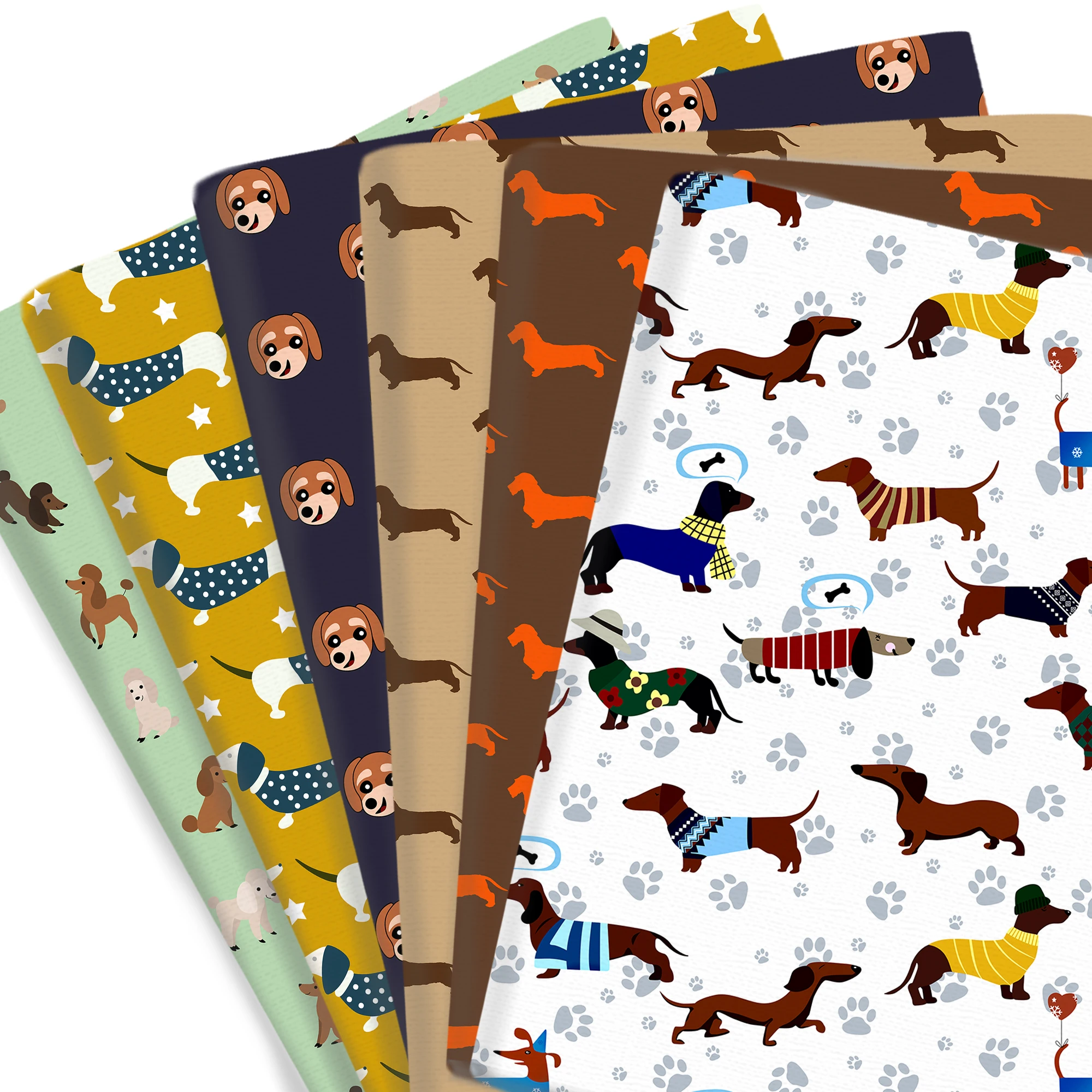 Lindo animales perros cachorros patrones tela de algodón Patchwork para edredón tejido niños textiles para el hogar costura muñeca vestido cortina