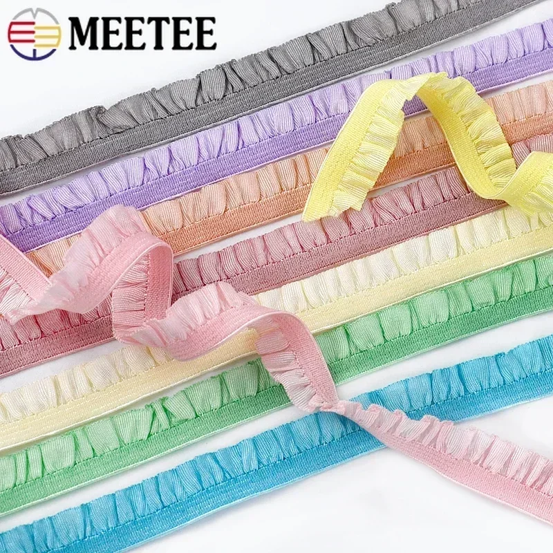 5/10/20Meters Frilly Elastics Band 10mm Stretch Lace Trim Tapes Underwear Ribbon Hairband DIY Garment Sewing Fabric Accessories