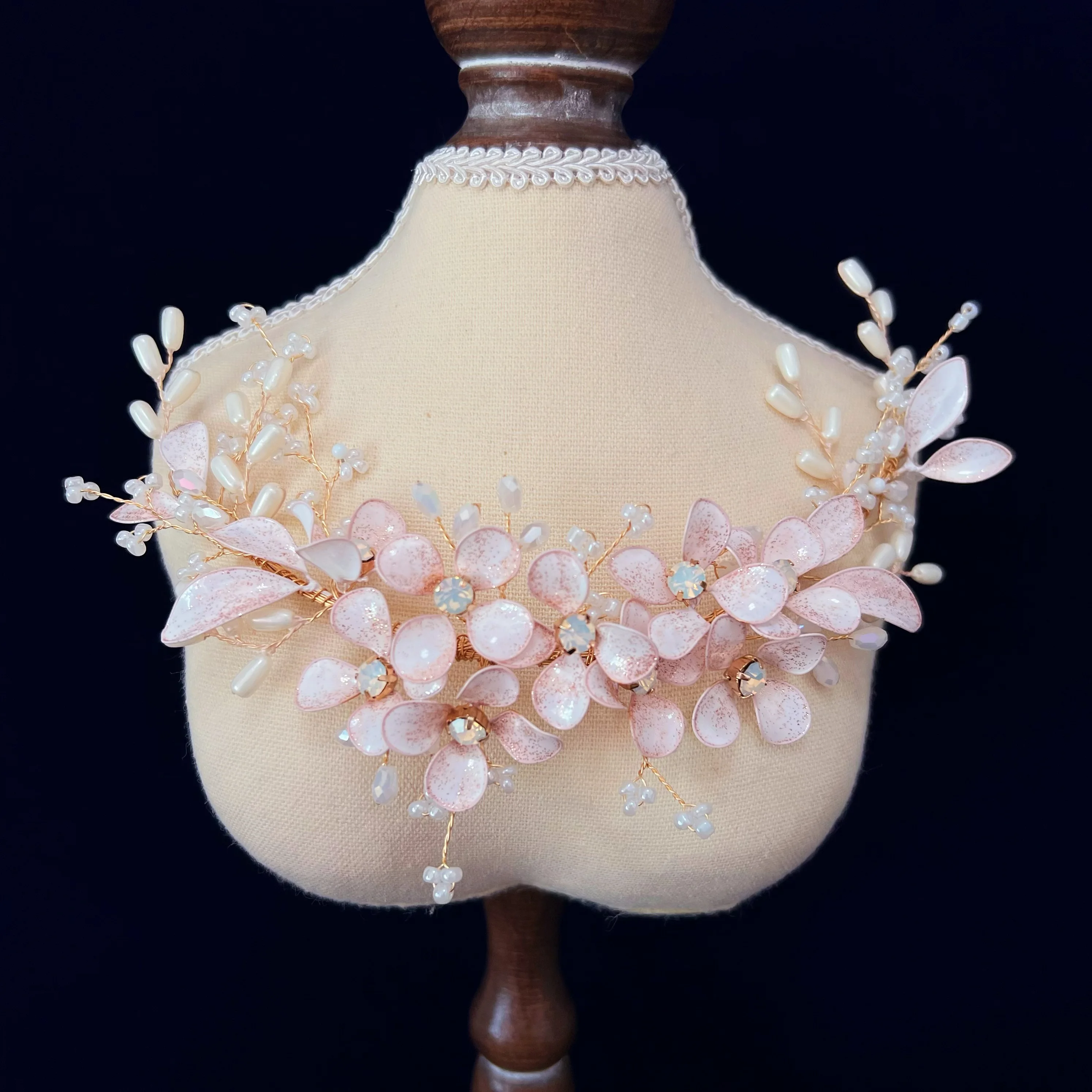 Gorgeous Light Pink Leaves Barrttes Brides Flowers Wedding Headwear Headpieces Wedding Hair Accessory