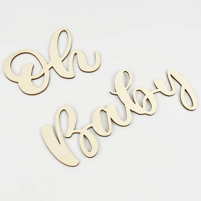 Oh Baby Wooden Letter With String Birthday Shower Wall Sticker Decoration Gender Reveal Party Wall Sign Wedding Decor Supplies