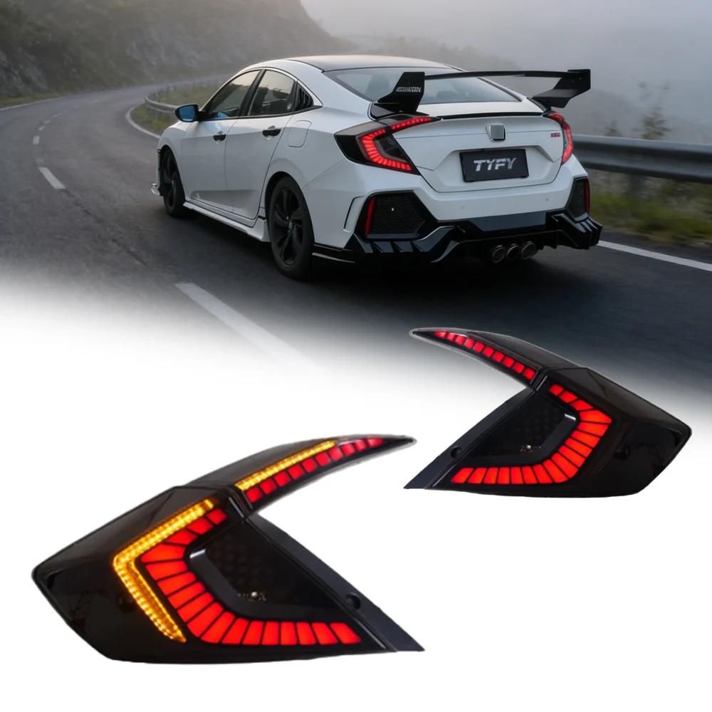 

Задние фонари TYPY для Honda Civic 10-го поколения (2016-2020), дизайн «Драконья чешуя», в сборе, с функциями стоп-сигнала и заднего хода.