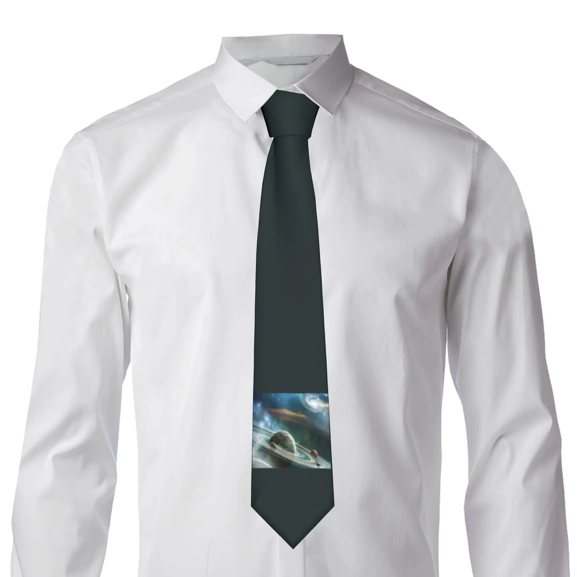 Customized Space Sparkling Stars Neck Ties Men Formal Planets Galaxy Silk Office Necktie