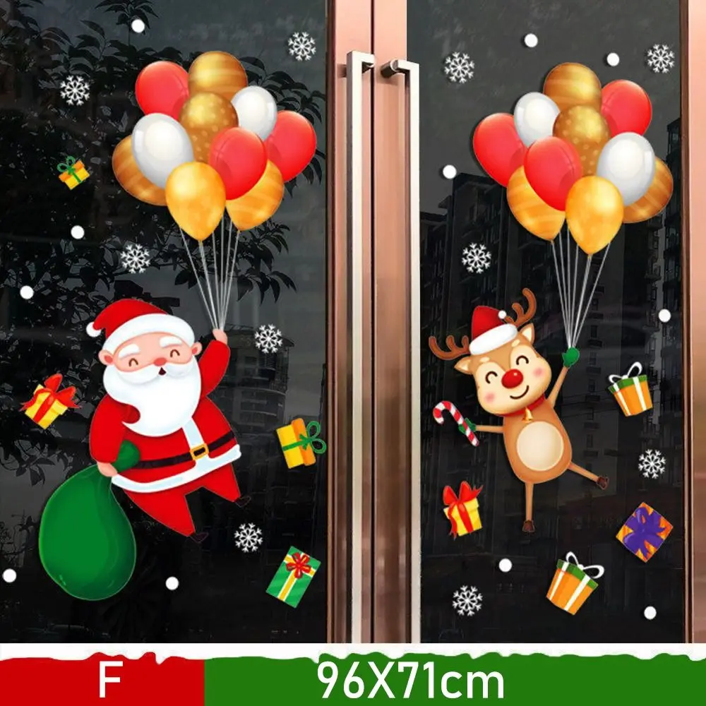 Fashion PVC Christmas Sticker Snowman Santa Claus Xmas Decal Xmas Wreath Window Sticker Shopping Mall