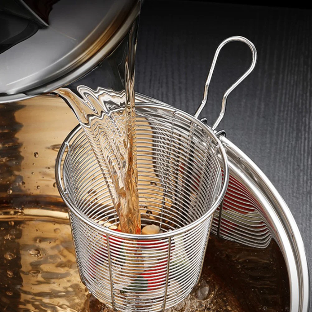 

2pcs Stainless Steel Hotpot Fine Mesh With Hook Handle For Noodle Pasta Cooking Kitchen Strainer Colander Household Food