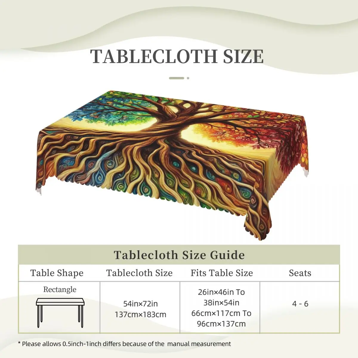 Tree Of Life Viking Yggdrasil Norse Customized Rectangular Tablecloth Waterproof Table Cover for Festival Party Table Cloth