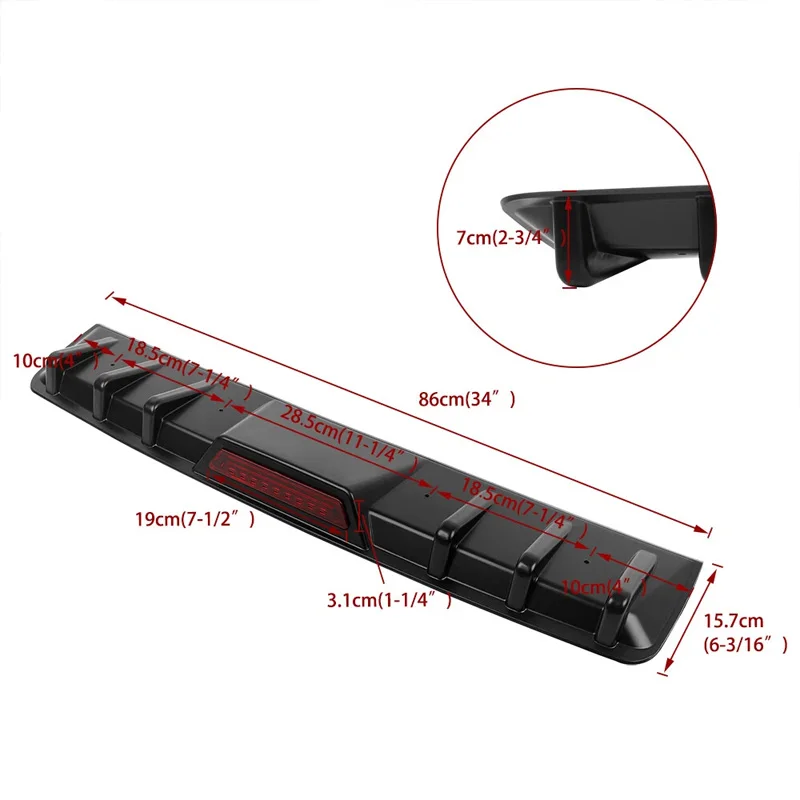 For Honda Accord EX-L Sedan Car Rear Bumper Diffuser Lip w/ Tail Brake Stop Light Splitter Spoiler Shark Fin Lip Kit Glossy Black For Honda Accord Sport Sedan