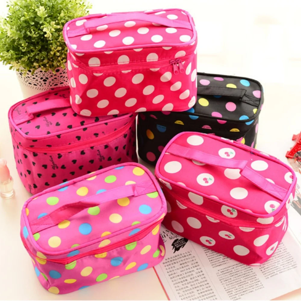 Dot Makeup Bag Travel Portable Large Capacity Toiletry Organizer Storage Box Carry On Waterproof Handbag Cosmetic Bag Wash Bag