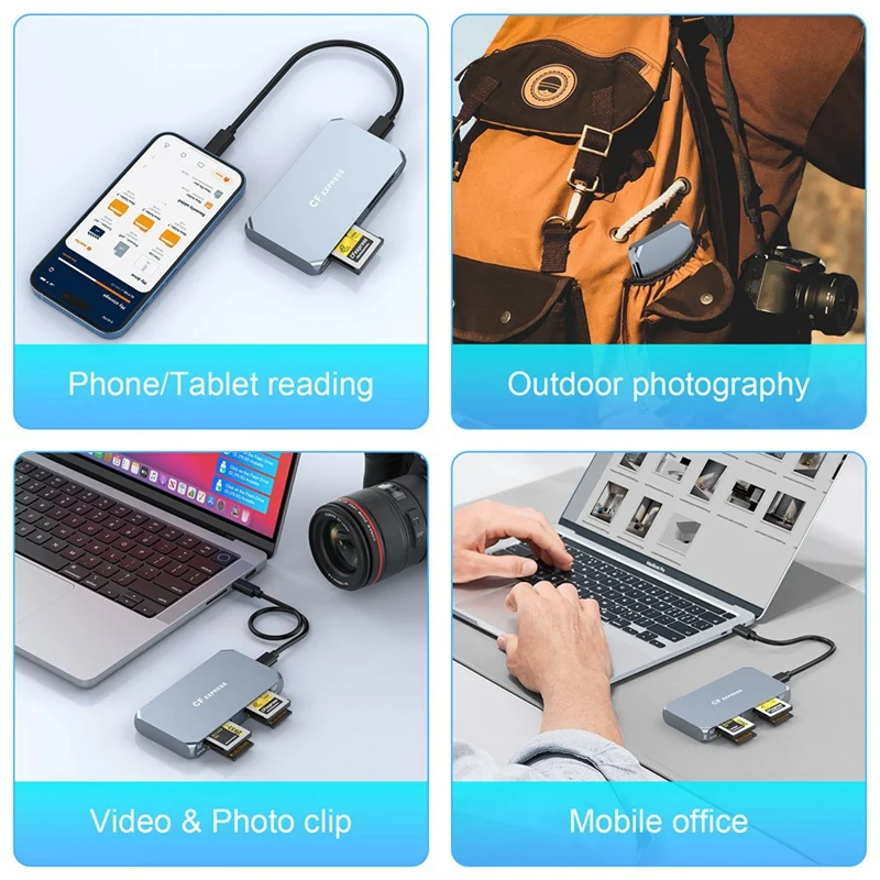 Caixa de cartão de dados multifuncional xqd caixa de cartão de dados câmera personalizada leitor de cartão de memória sd fabricante de leitor de cartão cfe-typeb