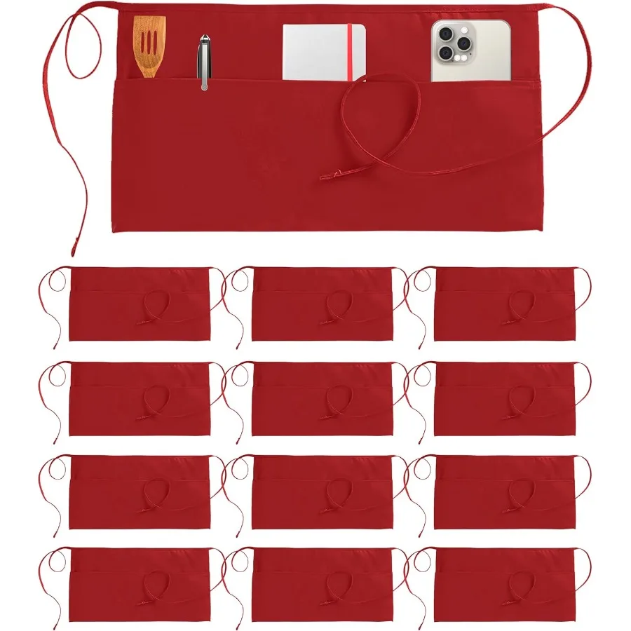 

Комплект из 12 серверных фартуков с 3 карманами для официантов и официанток. Регулируемая талия. Прочная полиэфирная ткань. Идеально подходит для Resta.