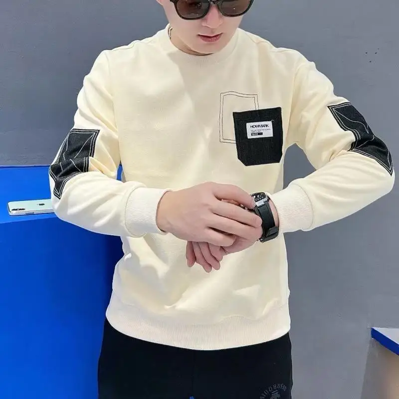 

Fashion Brand Men's Autumn Winter Hoodie Printed Round Neck Contrasting Color Fashion Sports Korean Version Trendy Handsome