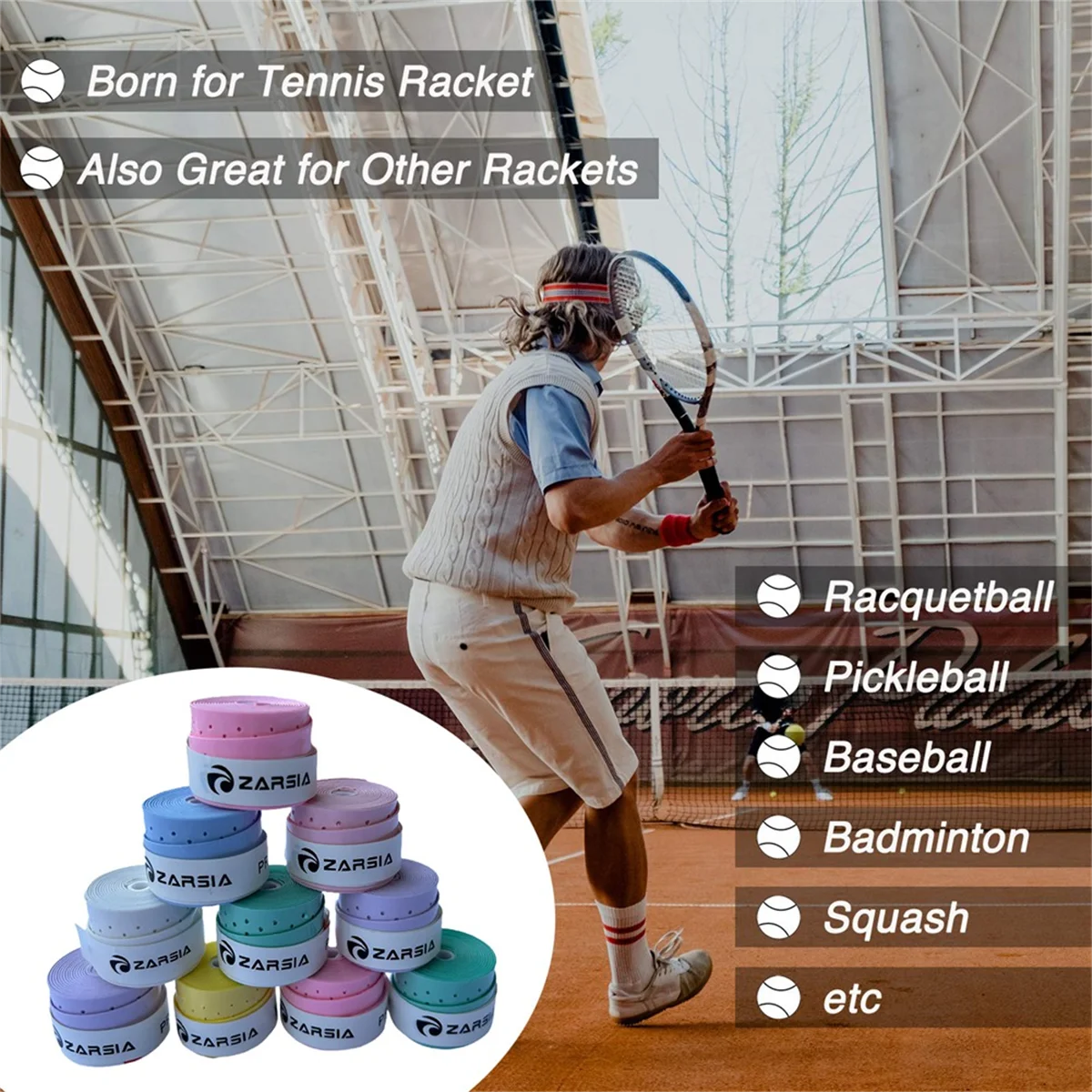 

AC22 60pcs Sticky Overgrip Tape for Tennis Badminton Pickleball Rackets Fishing Rods Enhanced Grip Multi-Sport Compatibility