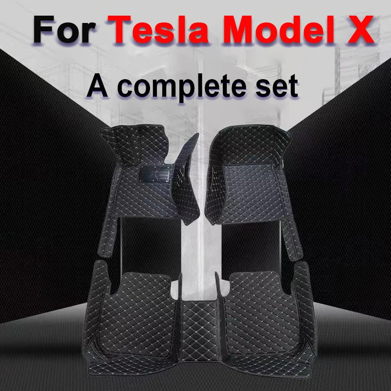 Car Floor Mats For Tesla Model X 2016~2022 6 seat Second Row No Handrails Anti-dirt pad Interior Parts floor Pad Car Accessories