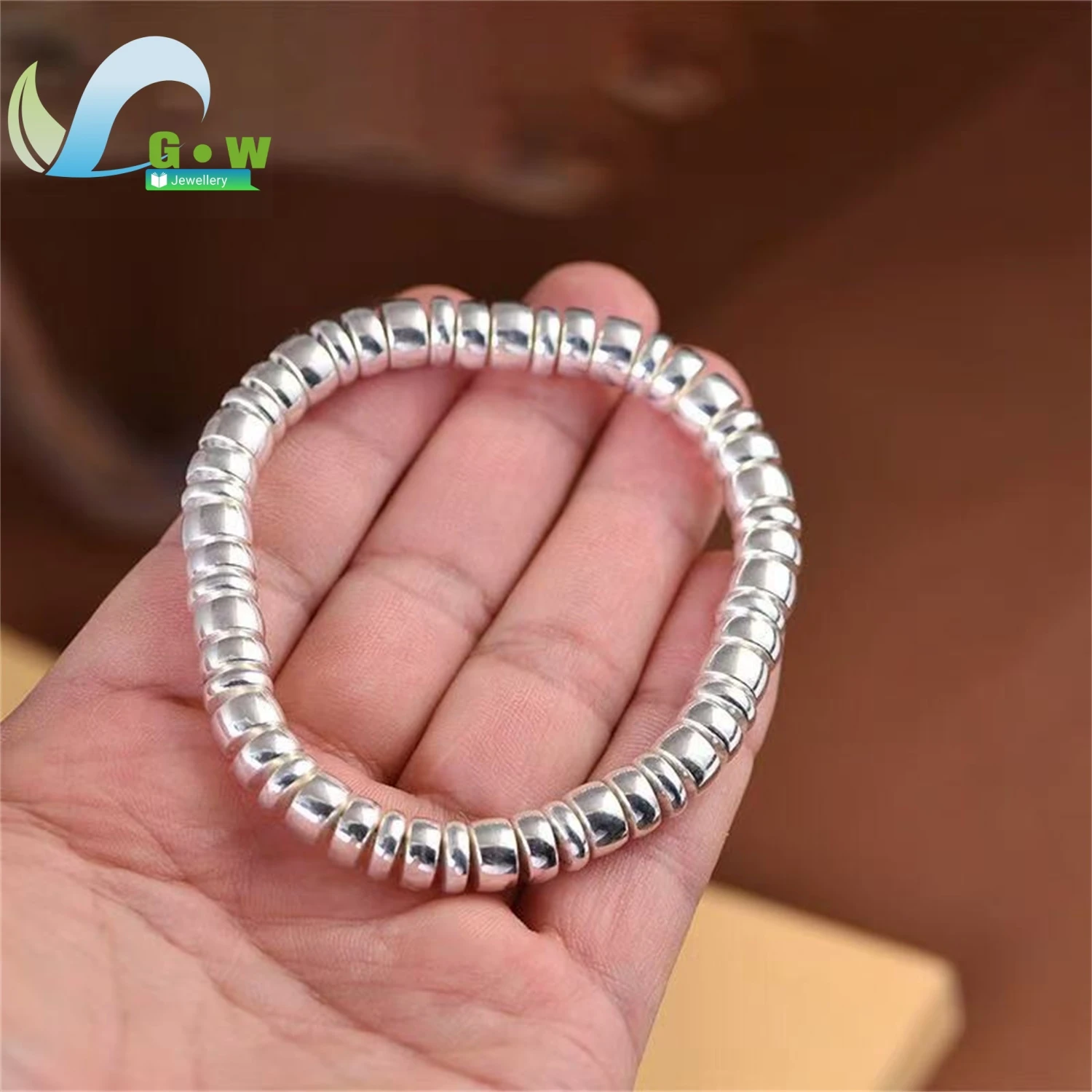 Silver Bracelet Women Elegant Delicate Beaded Wristband Jewelry Daily Wear Charm Gift For Her Girlfriend Wife Birthday Present
