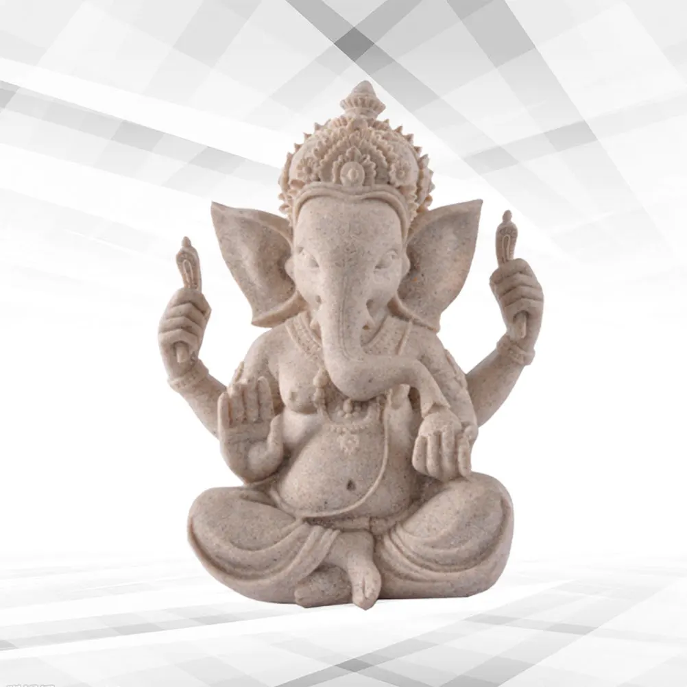 

Premium Resin Elephant God Statue Ganesha Ornament Creative Desktop Decor Rustic Religious Sculpture Positive Energy Gift