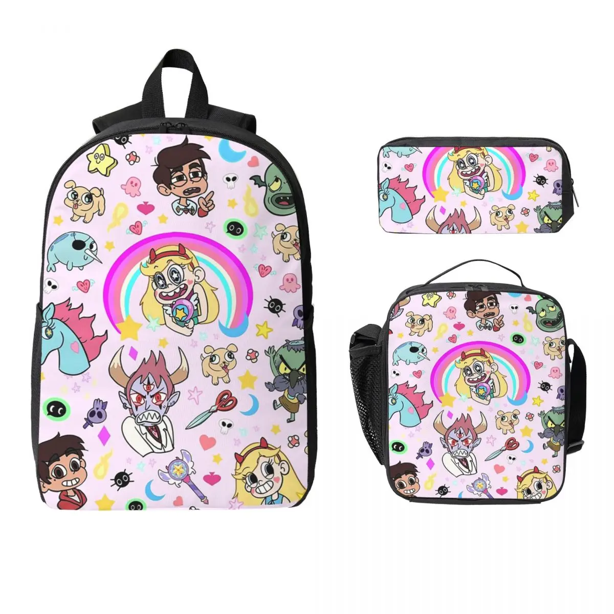 Star VS The Forces Of Evil Backpack Boys Girls BookBag School Bag Laptop Shoulder Bags 3ps Insulated Lunch Bag Pencil Case