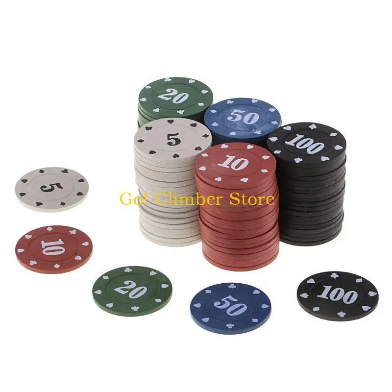 Q84C 100pcs 5 ألوان بلاستيك البوكر رقاقة Chips احترافية كازينو رقائق البوكر الأوروبية