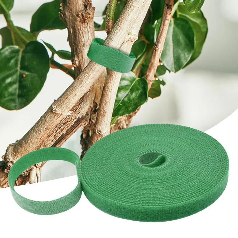 5M Nylon Plant Bandage Tie Self Adhesive Plant Hook Loop Ties Adjustable Plants Hook Loop Bamboo Cane Wrap Support for Plants