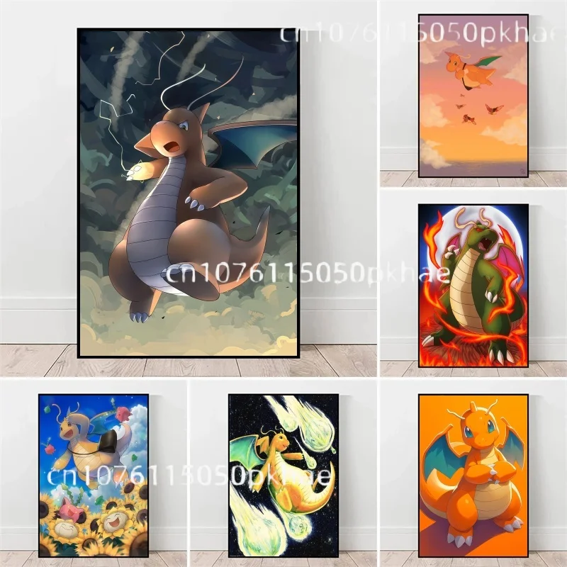 

Pokemon Dragonite Canvas Painting Anime Figures Anime Wall Art Prints Living Room Decor Posters Children Gift