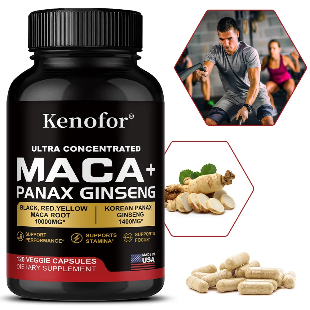 Multi-Color Maca Root & Korean Ginseng Capsules, Natural Botanical Supplement for Daily Vitality, Stamina & Mood Balance