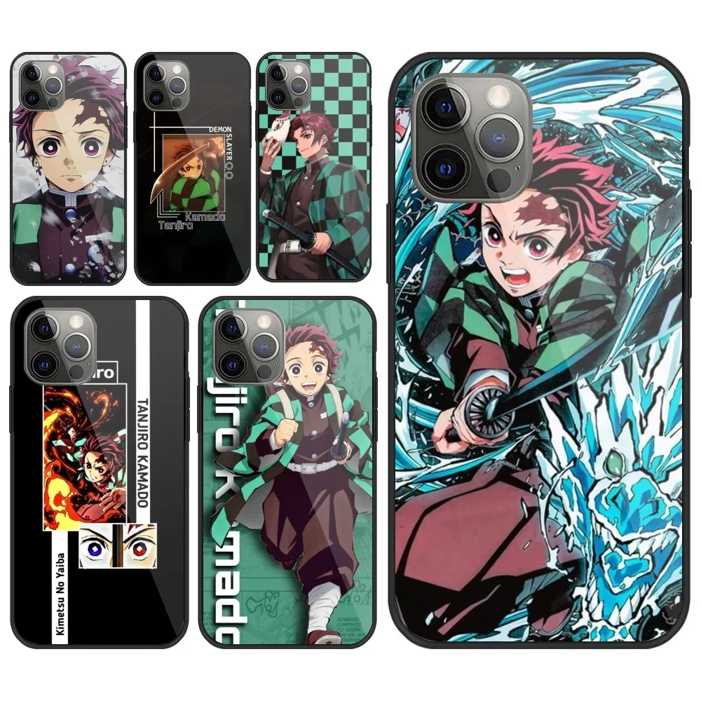 Demon Slayer Tanjiro Mobile Phone Case for iPhone 15 14 13 12 11 XS X 8 7 6 Plus Mini Pro Max SE 2022 PC Glass Cover Funda