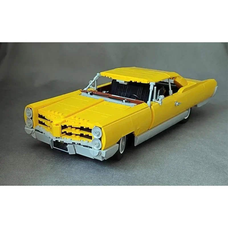 MOC- 120854   Bloc de construction d'épissure de voiture de course classique jaune 1966, pièces modèle 1662, jouet d'anniversaire pour enfants, cadeau