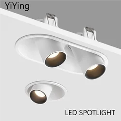 YiYing Led Spotlight Recessed COB Spot Light Double Head White Aluminum Ceiling Lamp 110V 220V For Home Hotel Indoor Lighting