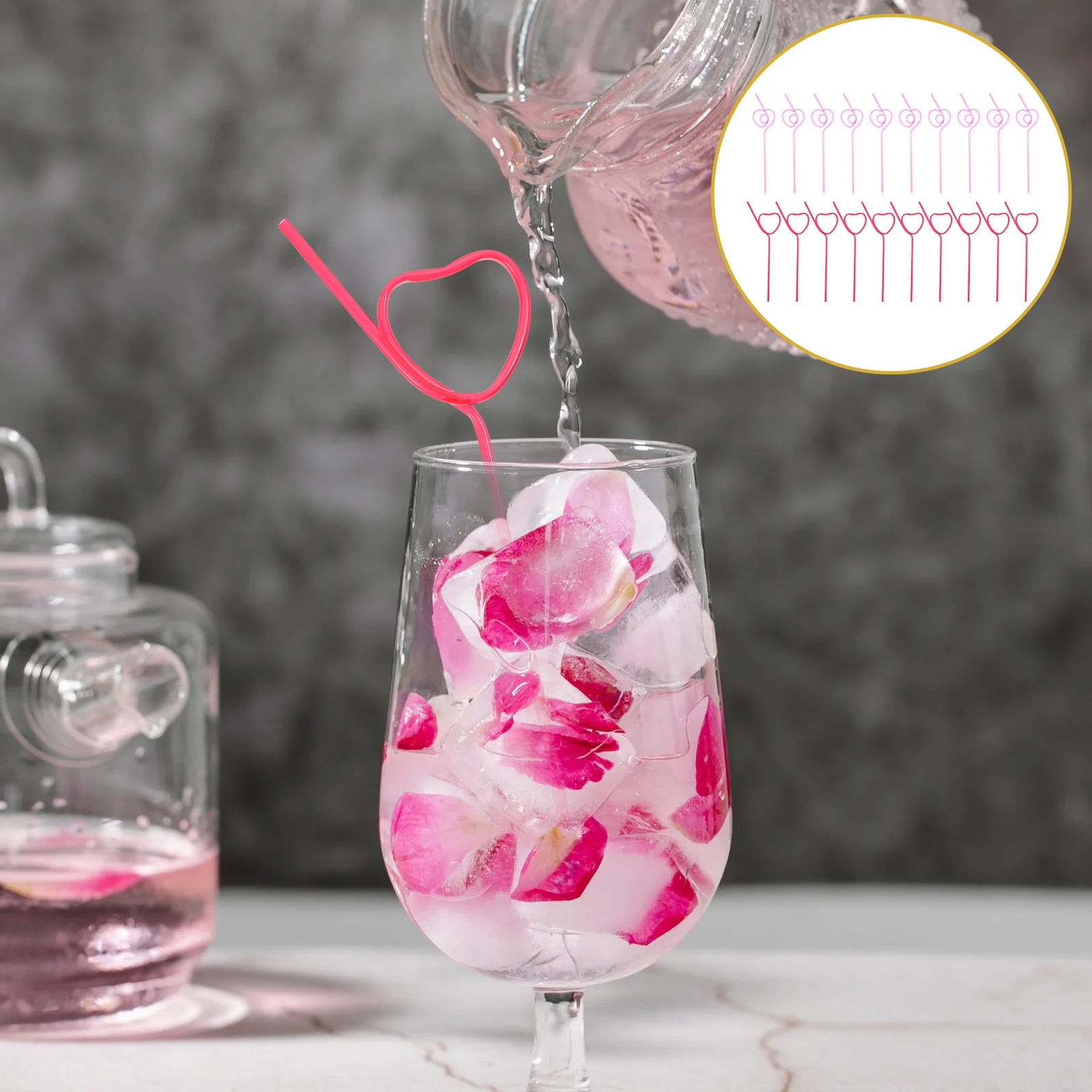 

40 Pcs Shape Straws Plastic Drinking Reusable Long Valentine Heart Shape Straws Tea Cups Mugs Glasses Bottles Gifts