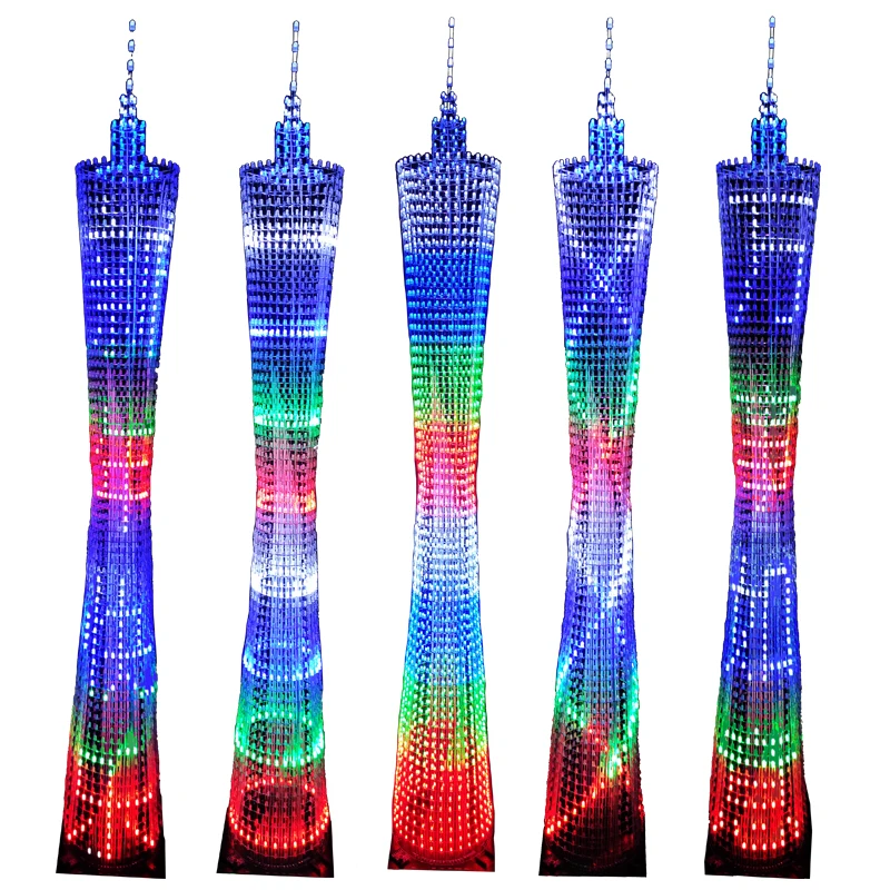 64-Story 1M 1.7M Guangzhou Tower DIY Kit STM32 Single-Chip Microcomputer LED Thin Waist Light Cube Electronic Production Parts