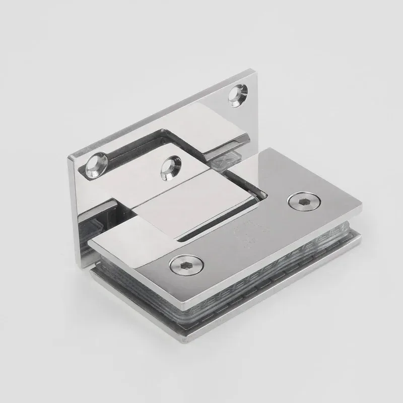 Glass Door Bathrooms Stainless Steel 304 Wall Mount Glass Shower Fixing Clip Chrome Door Hinge (90 Degrees Is Open)