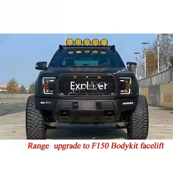 المعدل لـ Ranger T6 T7 T8 2012-2020 إلى F150 Raptor Facelift Kit المصد الأمامي الفولاذي لسيارة Ford Ranger T6 Raptor Body Kitcustom