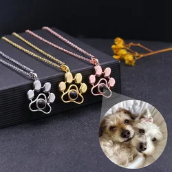 Custom Color Photo Projection Necklace Dog Paw Copper Pendant Titanium Steel Chain 2025 Girlfriend Mom Festival Romantic Gifts