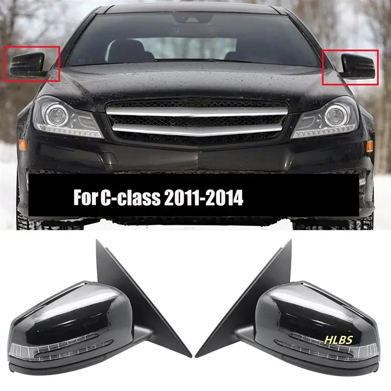 

Right Side Side Door Mirror Assembly Rear View Mirror Black For Mercedes Benz W204 C-Calss C300 C350 C63 2011-2014