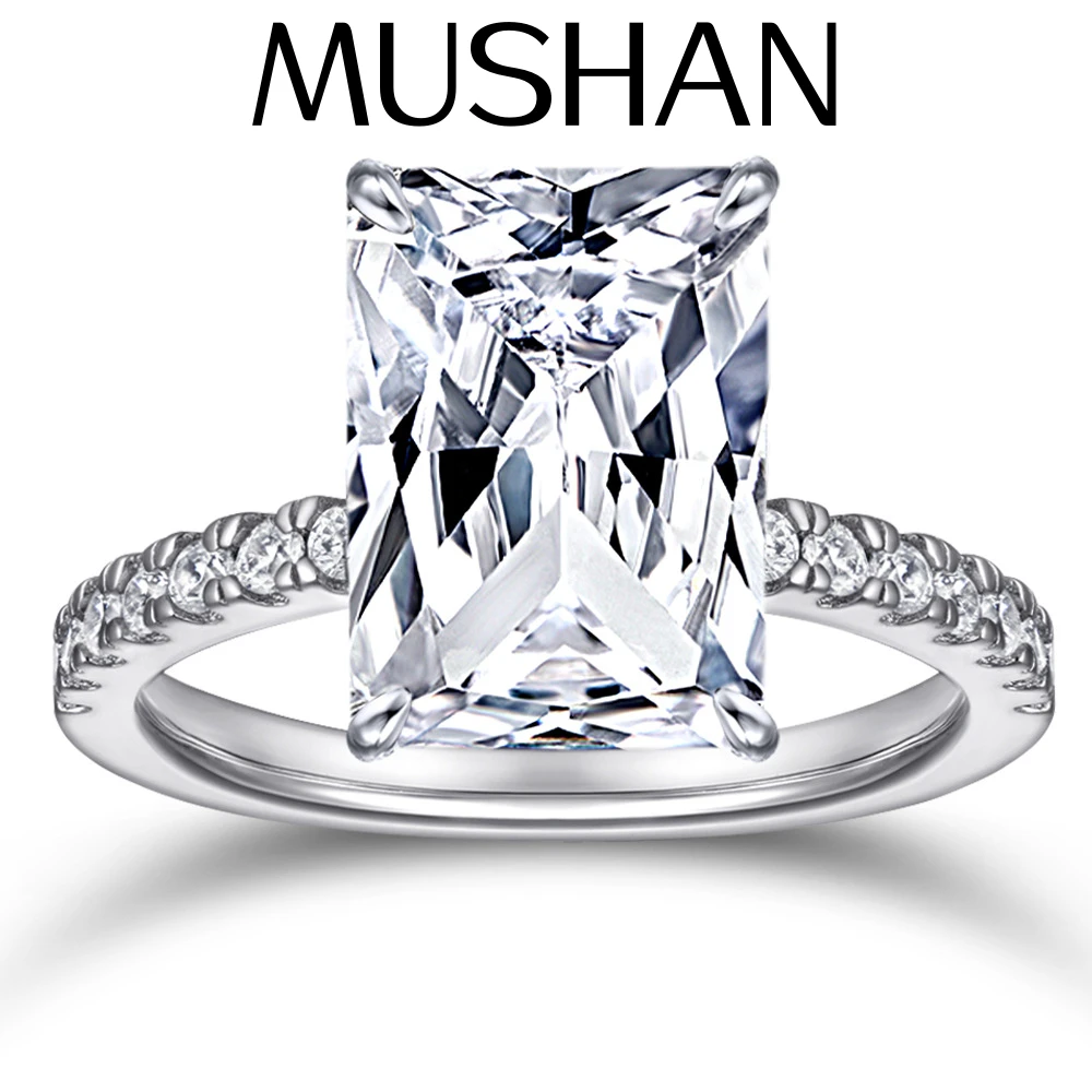 MuShan Designer Jewelry 925 Sterling Silver Ring Zircon 5A Grade Cushion Casual for Fiancee Real Gold Plated Fine Jewelry Rings