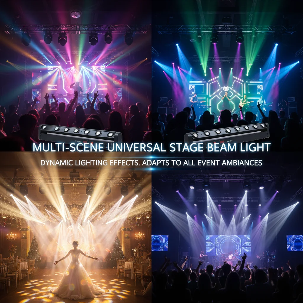 8-Eye Moving Head Beam Light 8x10W LED DMX512 Stage DJ Party Light 124W 90-260V US Plug