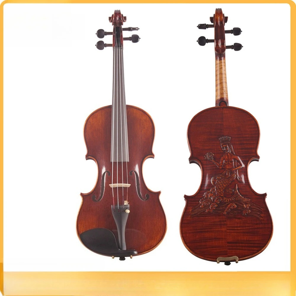 Clairvoyant Violin High-end Carved Figures Double Inlaid Handmade Pattern Violin