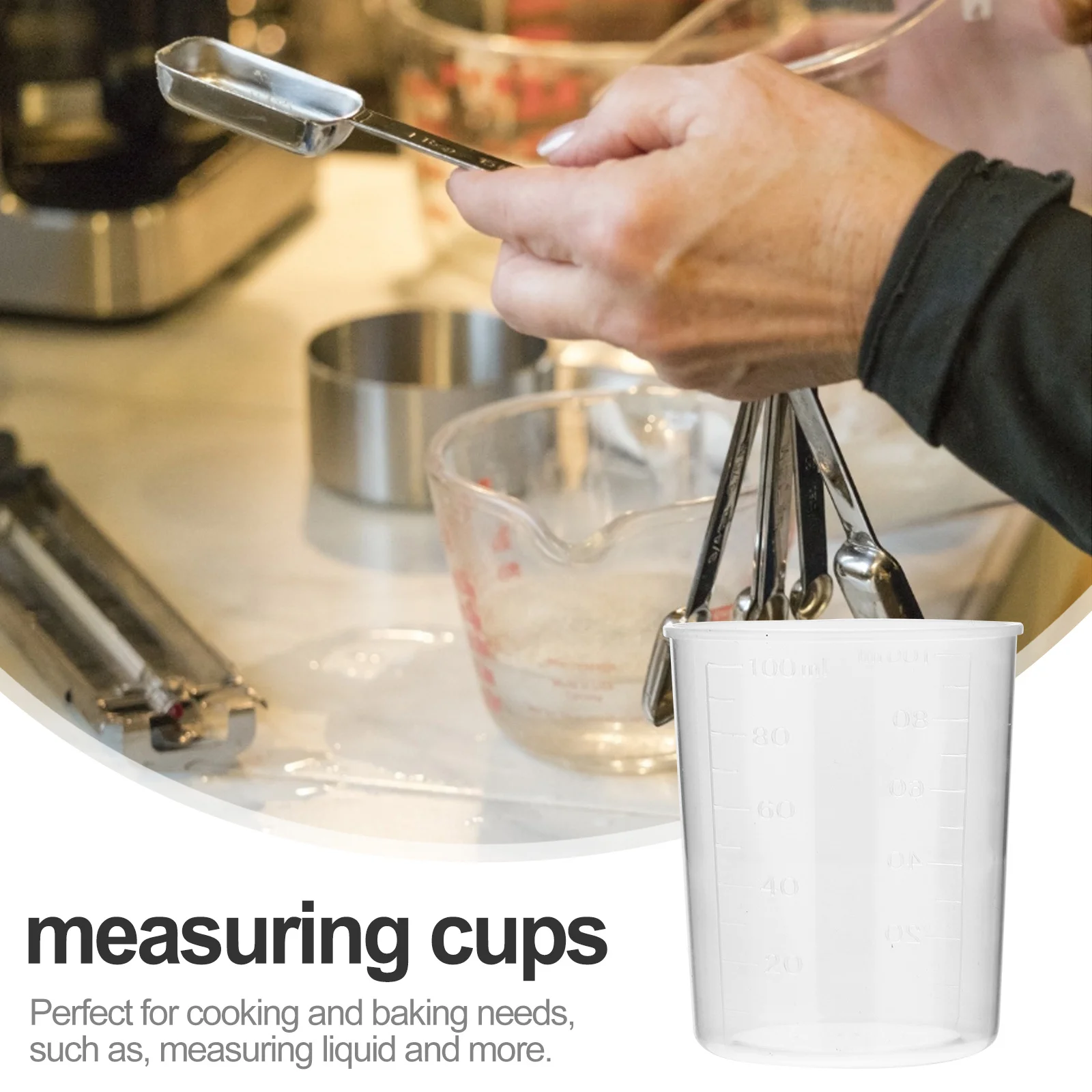 

40Pcs Plastic Measuring Cups Transparent Graduated Liquid Measuring Tools for Cooking Baking Laboratory Use Graduated Beakers